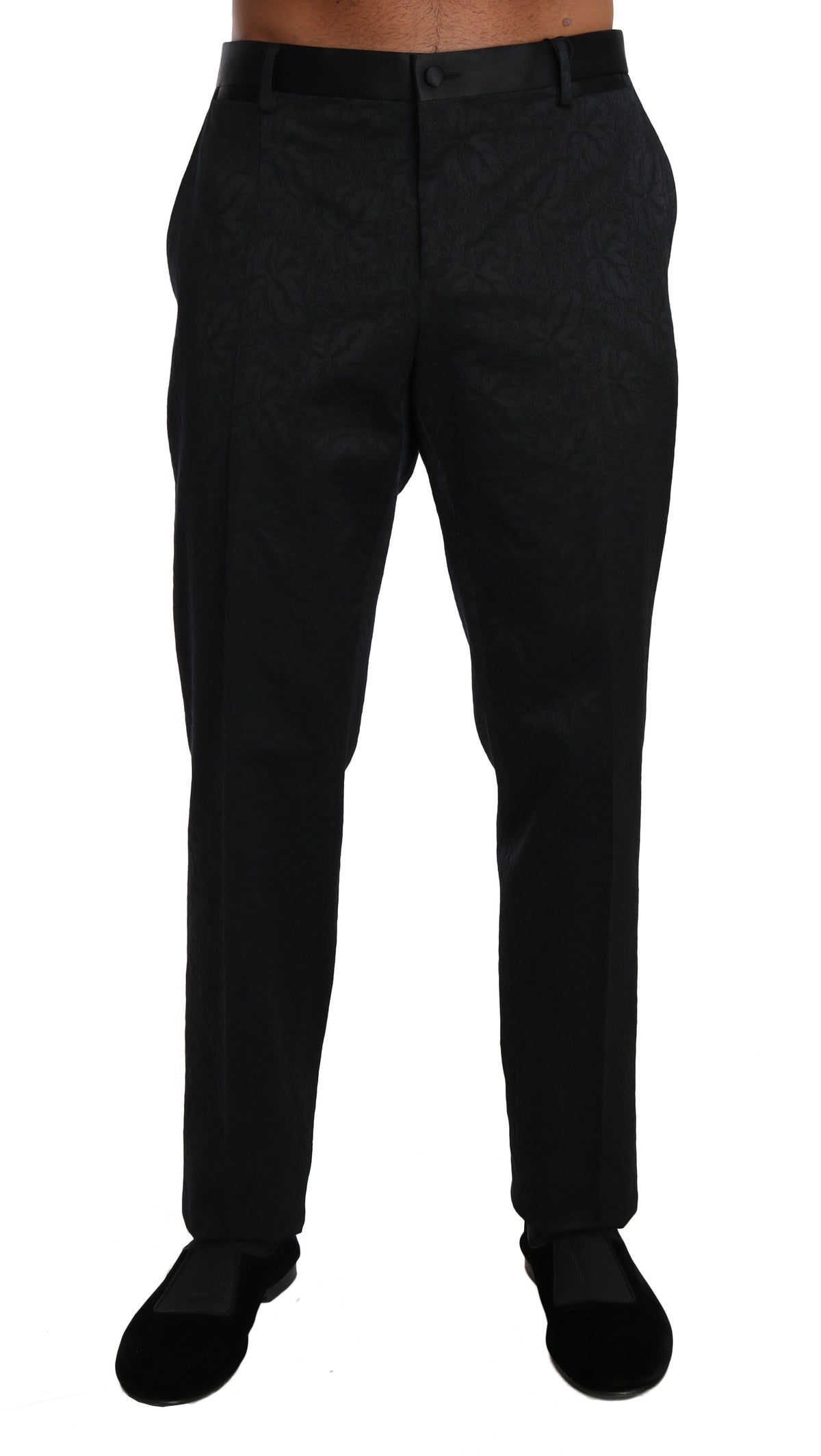 Pantalon habillé Dolce &amp; Gabbana en brocart de coton noir