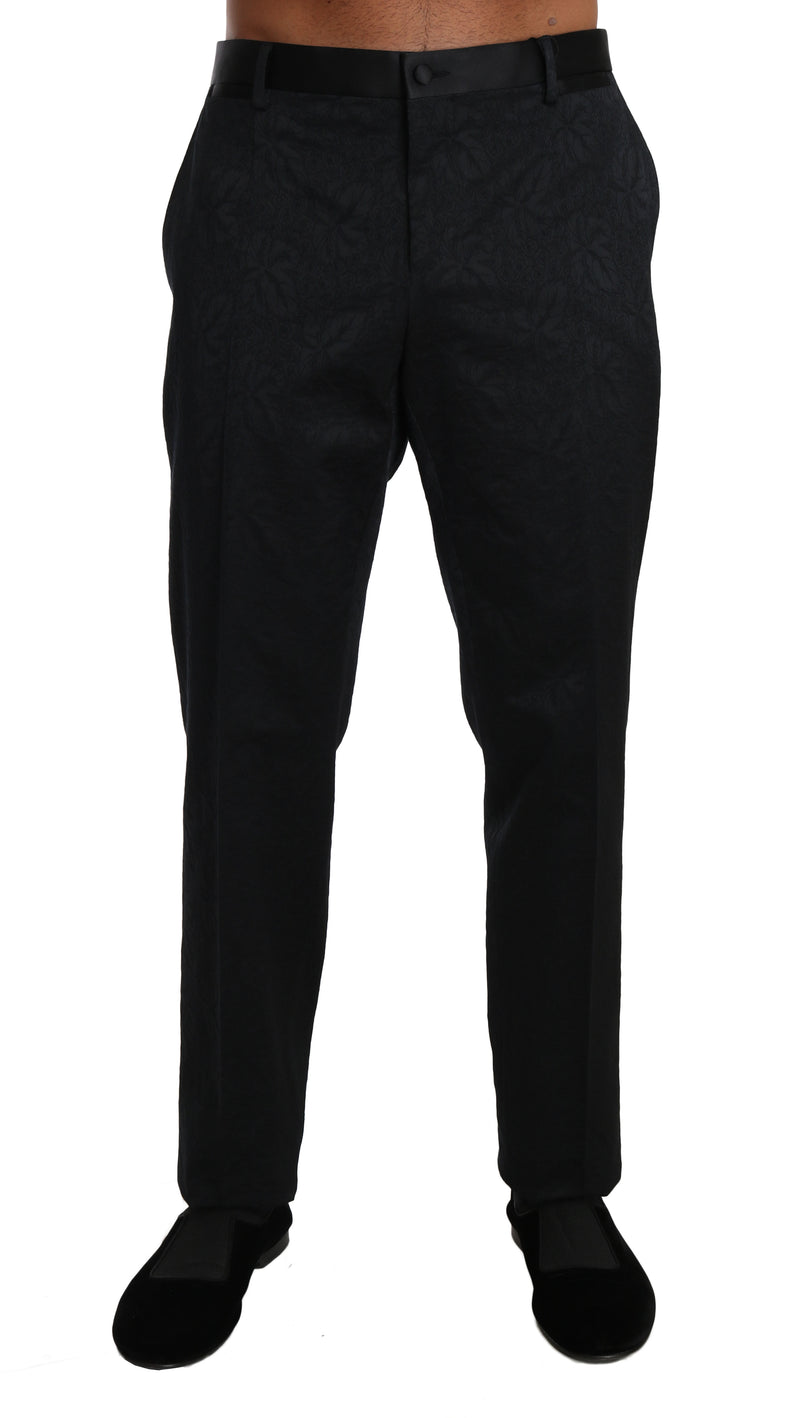 Pantalon habillé Dolce &amp; Gabbana en brocart de coton noir