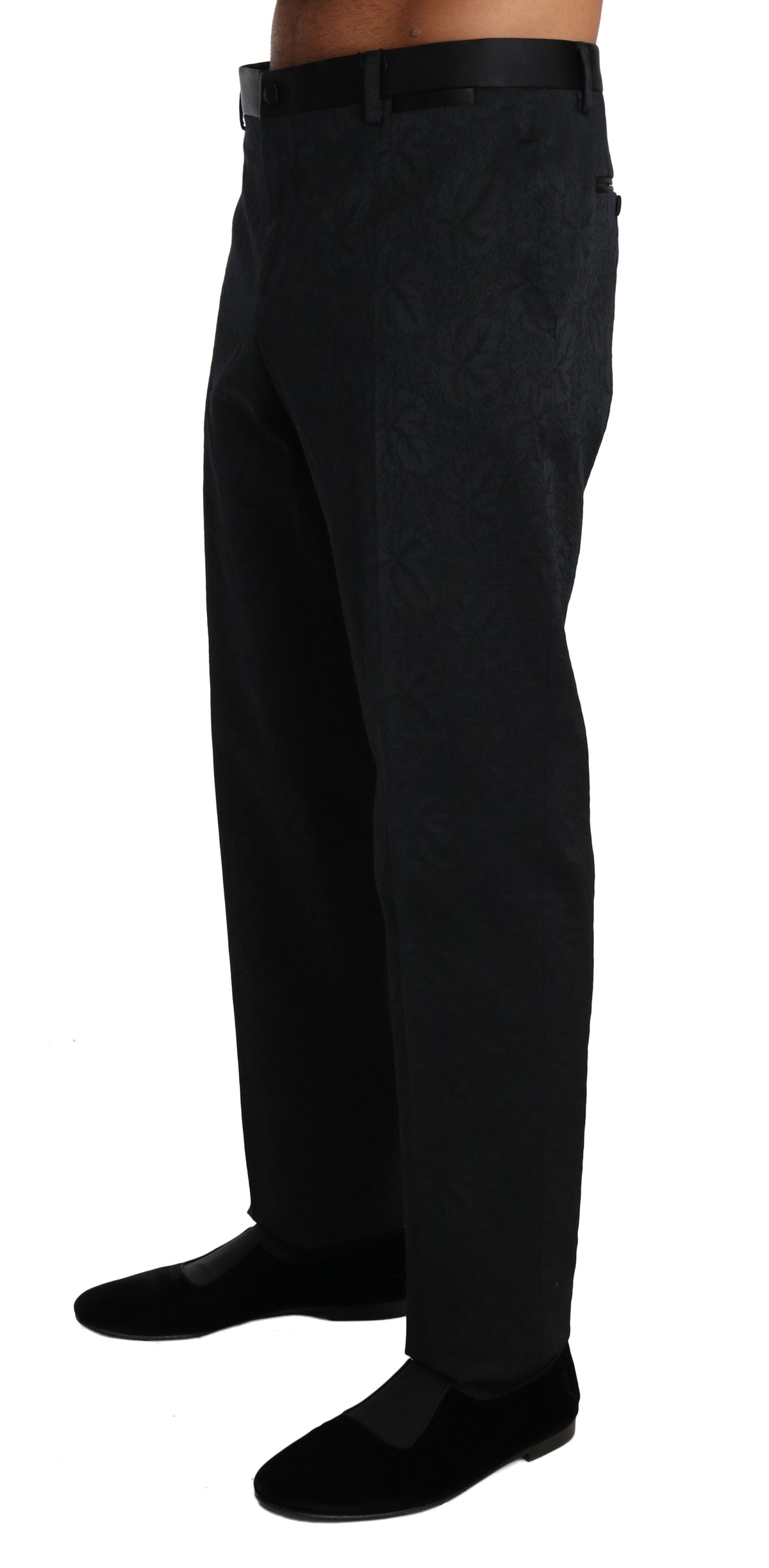 Pantalon habillé Dolce &amp; Gabbana en brocart de coton noir