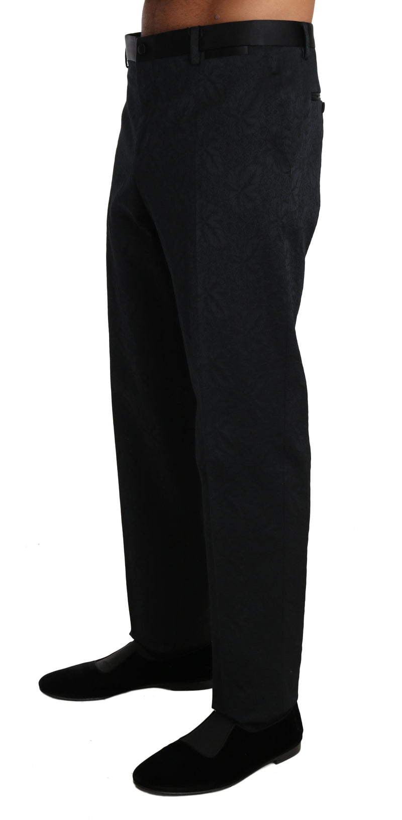 Pantalon habillé Dolce &amp; Gabbana en brocart de coton noir