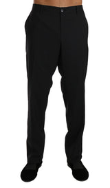 Pantalon habillé en laine stretch noire Dolce &amp; Gabbana