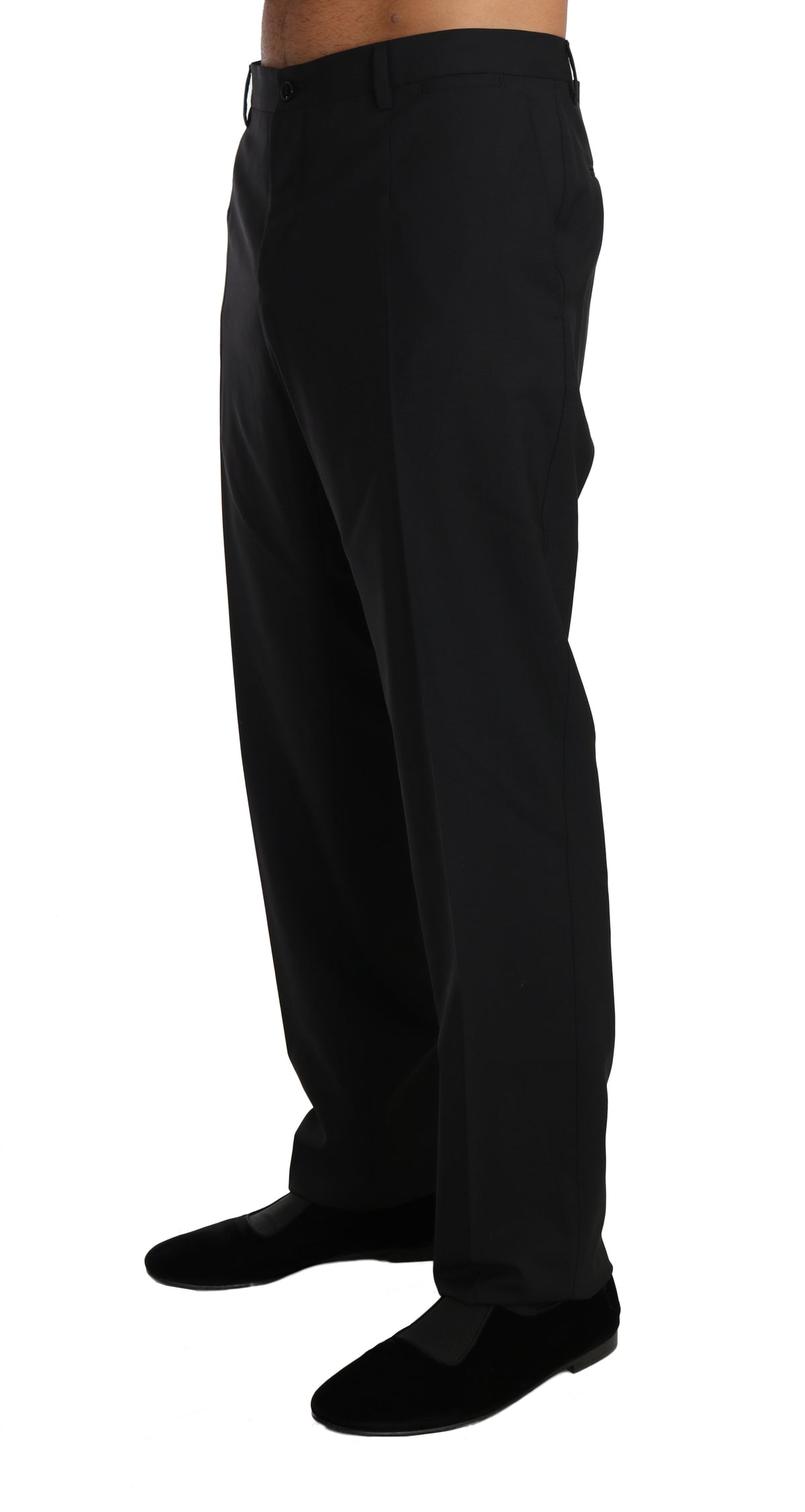 Pantalon habillé en laine stretch noire Dolce &amp; Gabbana