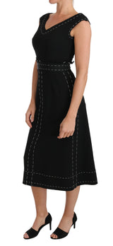 Robe fourreau trapèze en laine stretch noire Dolce &amp; Gabbana