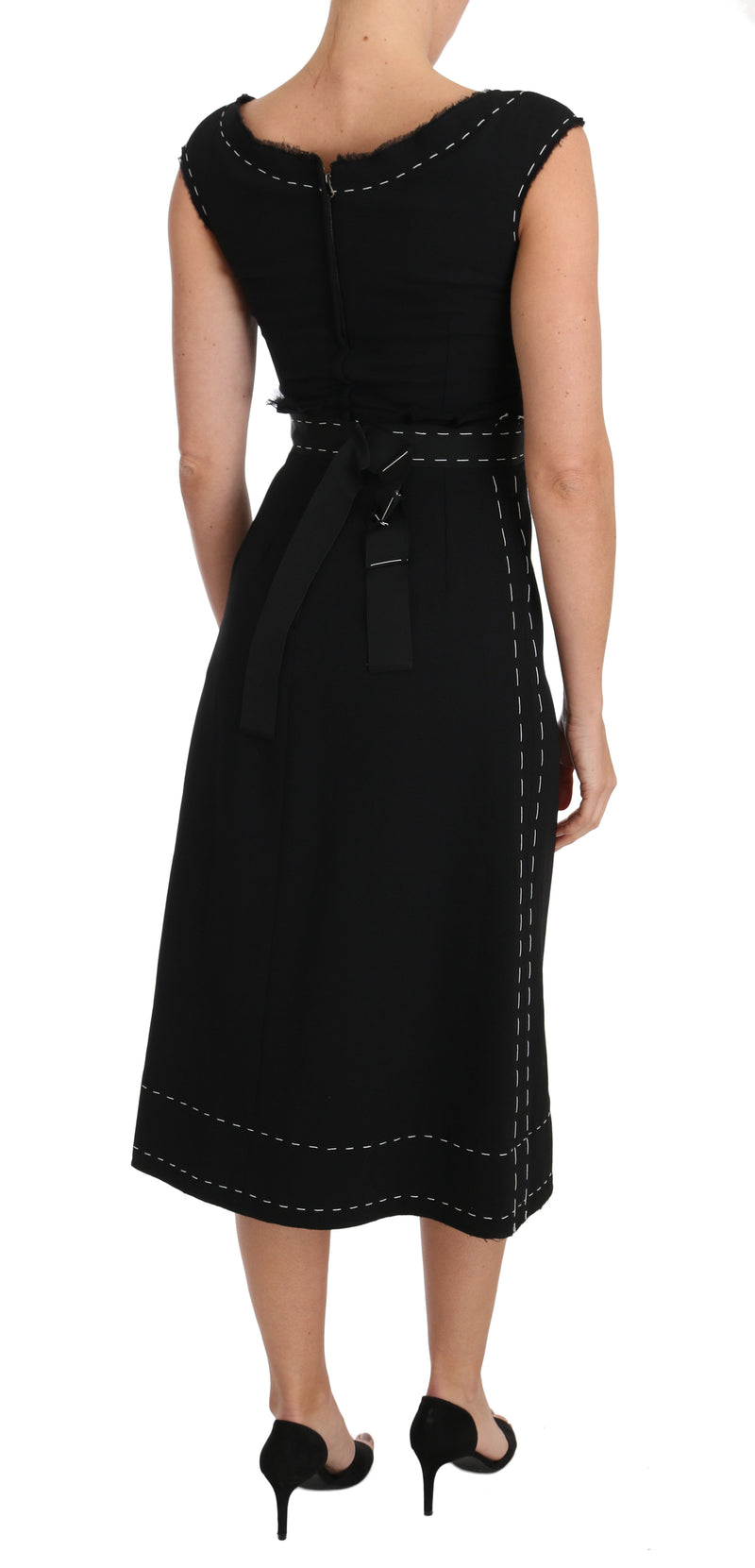 Robe fourreau trapèze en laine stretch noire Dolce &amp; Gabbana