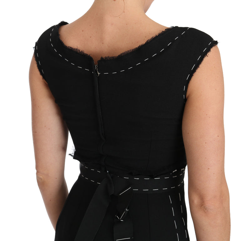 Robe fourreau trapèze en laine stretch noire Dolce &amp; Gabbana