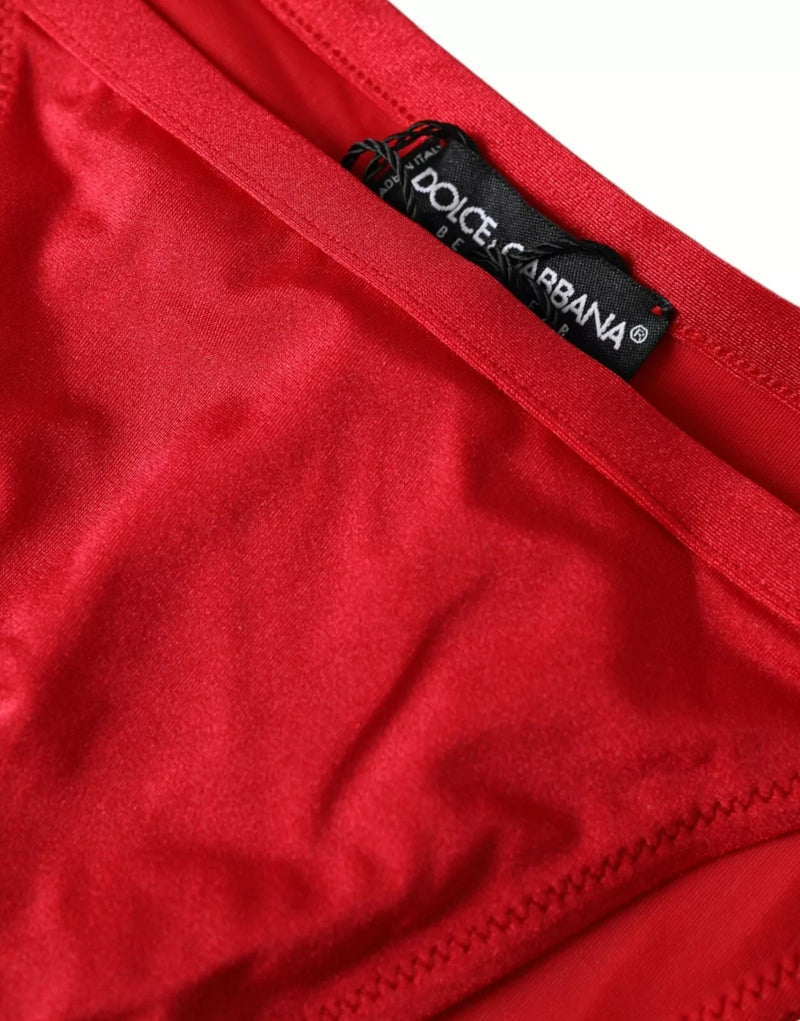 Dolce & Gabbana Red Nylon Stretch Bikini Bottom Swimwear