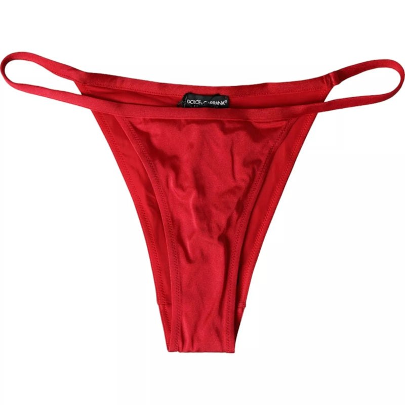 Dolce & Gabbana Red Nylon Stretch Bikini Bottom Swimwear