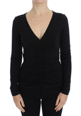 Pull en jersey noir extensible à manches longues Versace Jeans
