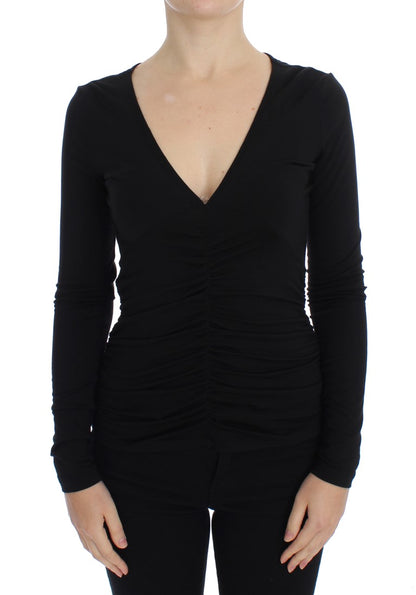 Pull en jersey noir extensible à manches longues Versace Jeans