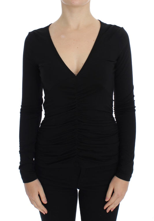 Pull en jersey noir extensible à manches longues Versace Jeans