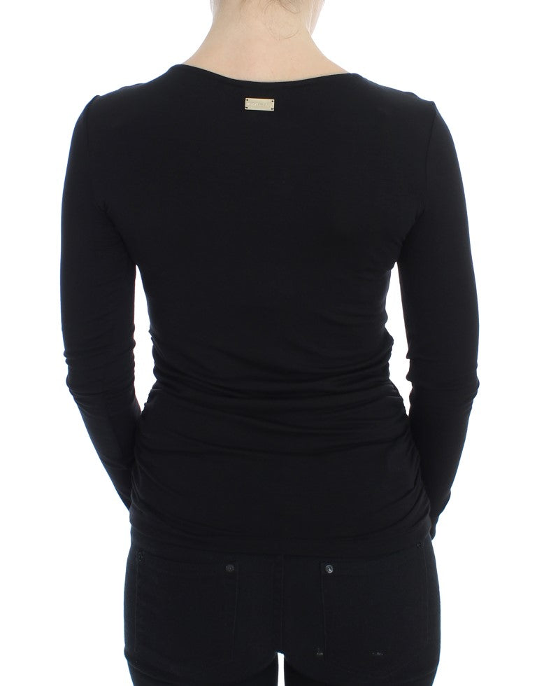 Pull en jersey noir extensible à manches longues Versace Jeans