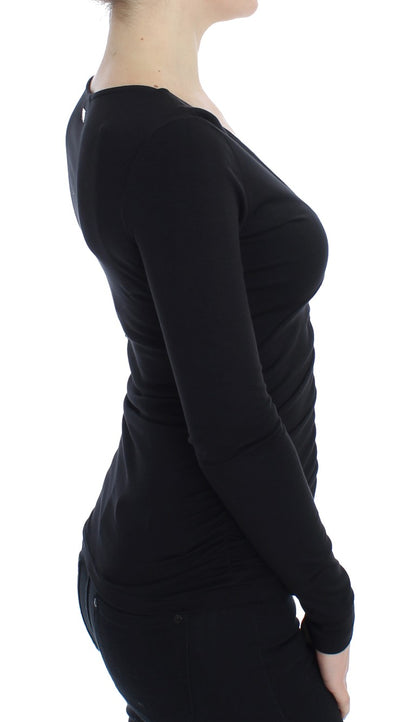 Pull en jersey noir extensible à manches longues Versace Jeans