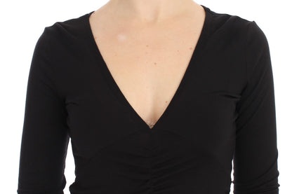 Pull en jersey noir extensible à manches longues Versace Jeans