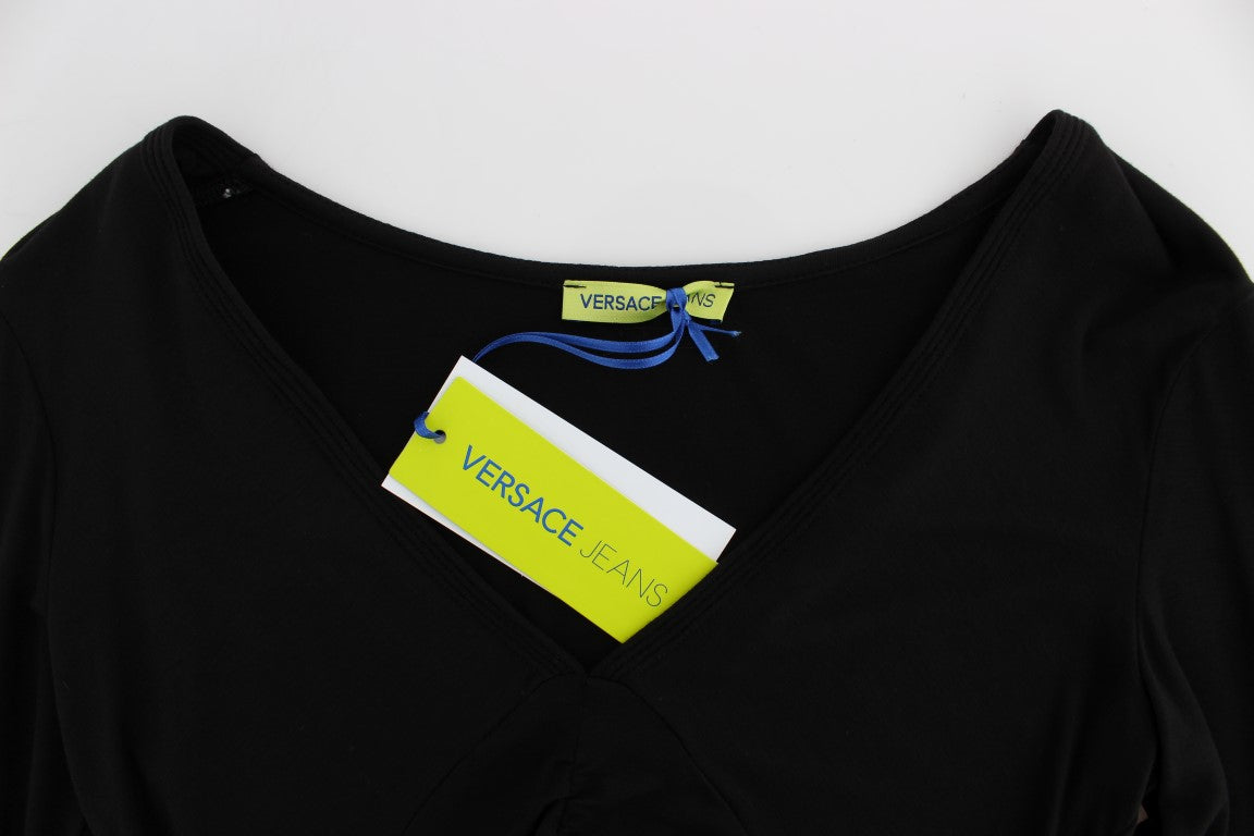 Pull en jersey noir extensible à manches longues Versace Jeans