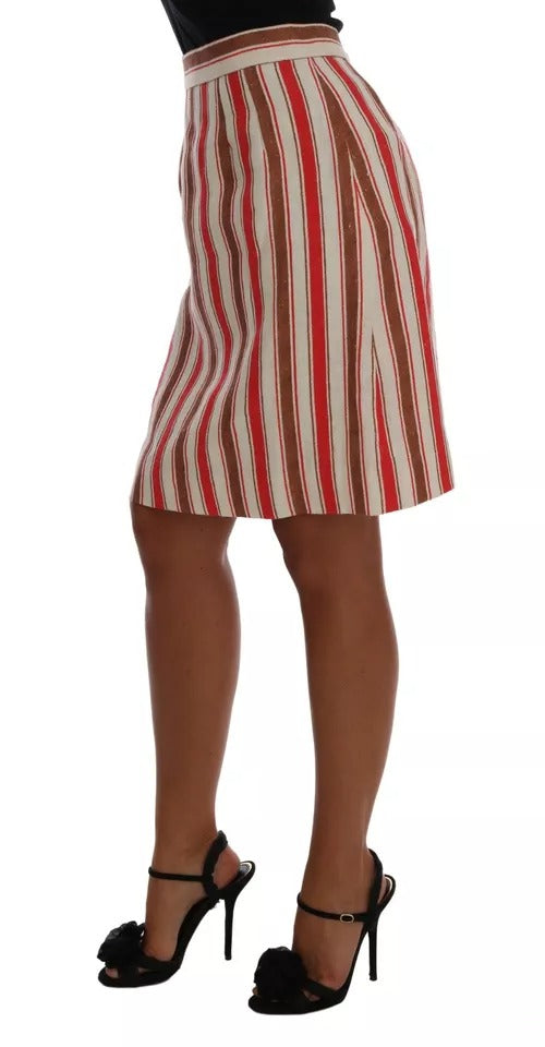Dolce & Gabbana Multicolor Portofino Striped Cotton Midi Skirt