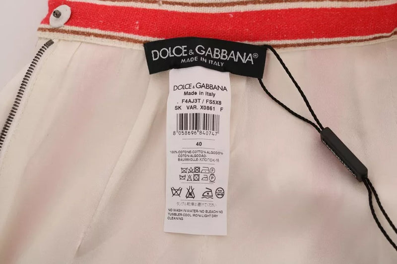 Dolce & Gabbana Multicolor Portofino Striped Cotton Midi Skirt