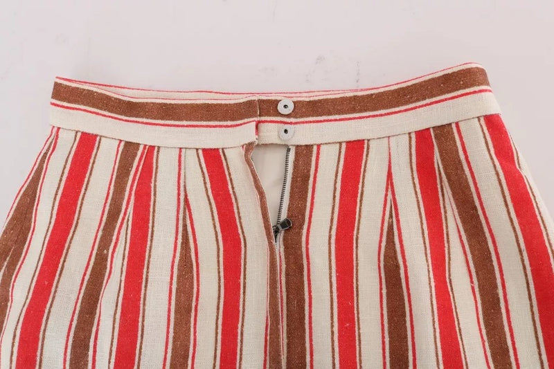Dolce & Gabbana Multicolor Portofino Striped Cotton Midi Skirt