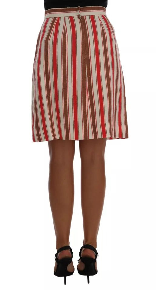 Dolce & Gabbana Multicolor Portofino Striped Cotton Midi Skirt