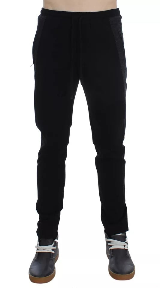 Pantalon décontracté rayé en laine noire et grise Dolce &amp; Gabbana