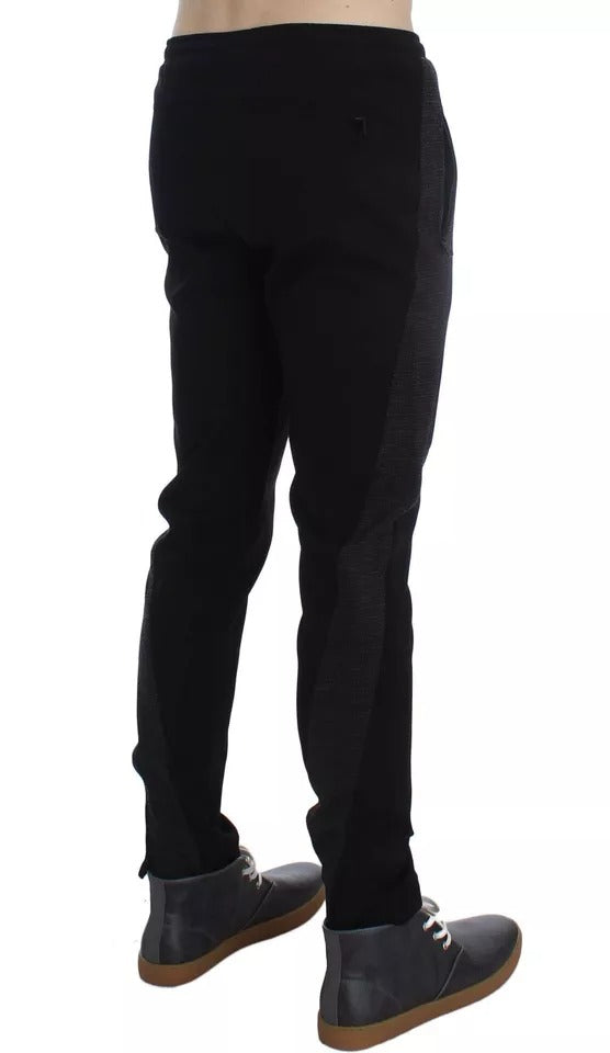 Pantalon décontracté rayé en laine noire et grise Dolce &amp; Gabbana