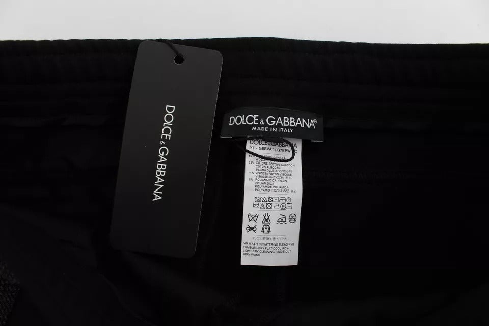 Pantalon décontracté rayé en laine noire et grise Dolce &amp; Gabbana
