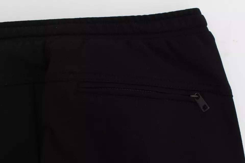 Pantalon décontracté rayé en laine noire et grise Dolce &amp; Gabbana