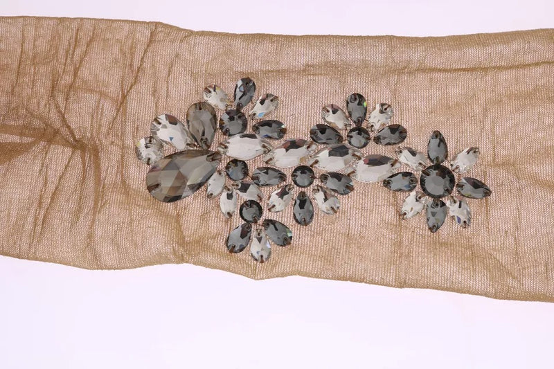 Dolce & Gabbana Gold Stretch Floral Crystal Stocking Socks