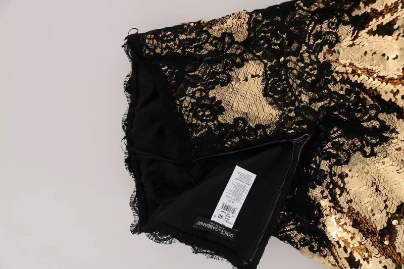 Robe sans bretelles en sequins dorés Dolce & Gabbana
