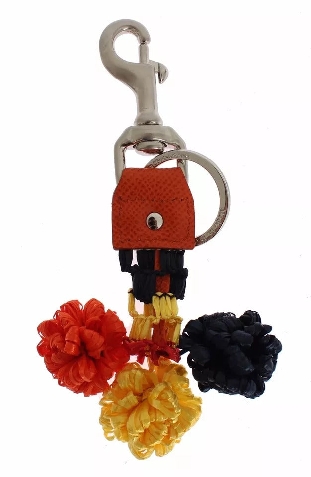 Dolce & Gabbana Clé en Raffia et Cuir Multicolore avec Fermoir
