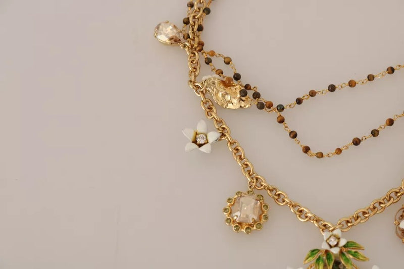 Collier à Charms Floral en Or, Laiton et Cristal Dolce & Gabbana