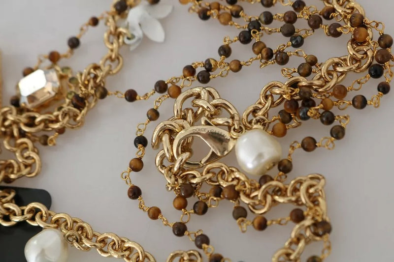 Collier à Charms Floral en Or, Laiton et Cristal Dolce & Gabbana