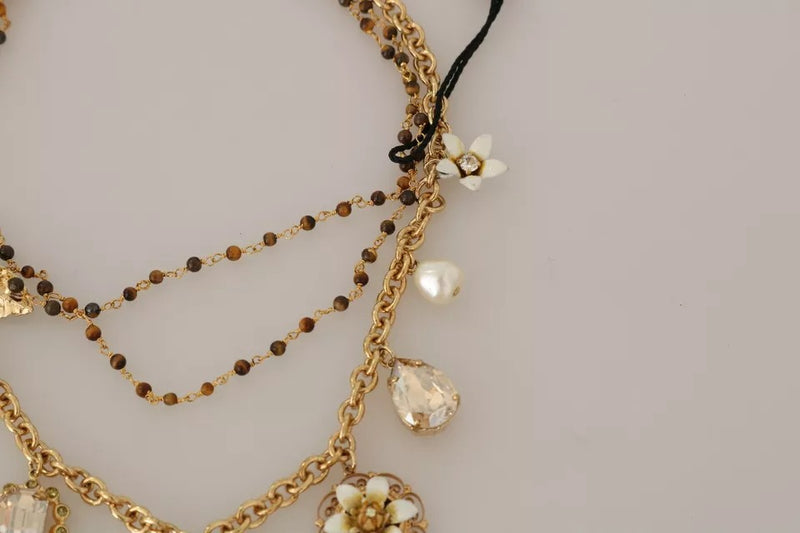 Collier à Charms Floral en Or, Laiton et Cristal Dolce & Gabbana