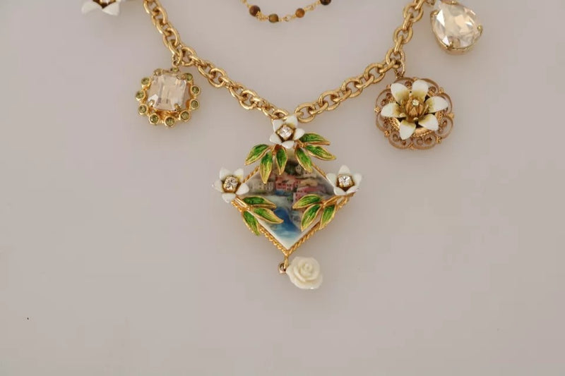 Collier à Charms Floral en Or, Laiton et Cristal Dolce & Gabbana