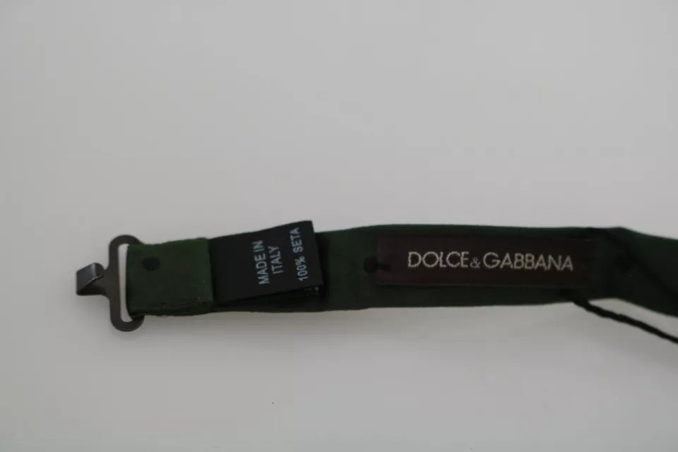 Nœud papillon ajustable en soie à pois verts Dolce &amp; Gabbana