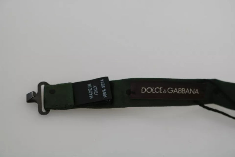 Dolce &amp; Gabbana Groene Gestippelde Zijden Verstelbare Strik