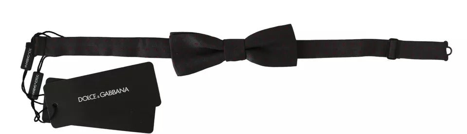 Nœud papillon ajustable en soie à pois gris Dolce &amp; Gabbana