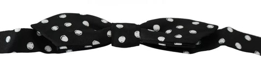 Dolce &amp; Gabbana Zwarte Strik met Verstelbare Hals en Polka Dots