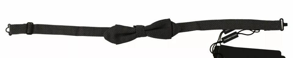 Nœud papillon ajustable en soie à motifs gris Dolce &amp; Gabbana