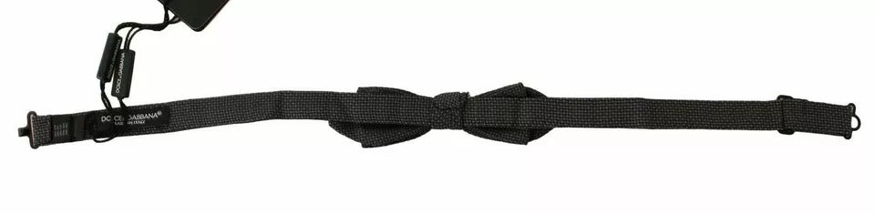 Nœud papillon ajustable en soie à motifs gris Dolce &amp; Gabbana
