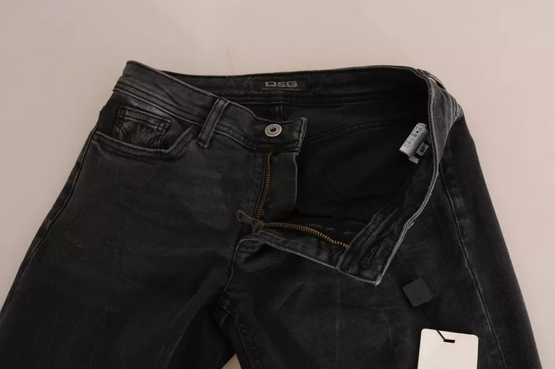 Dolce & Gabbana Jeans Slim Fit Noirs en Coton D&G