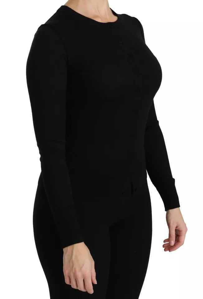 Dolce & Gabbana Black Virgin Wool Long Sleeve Top Blouse