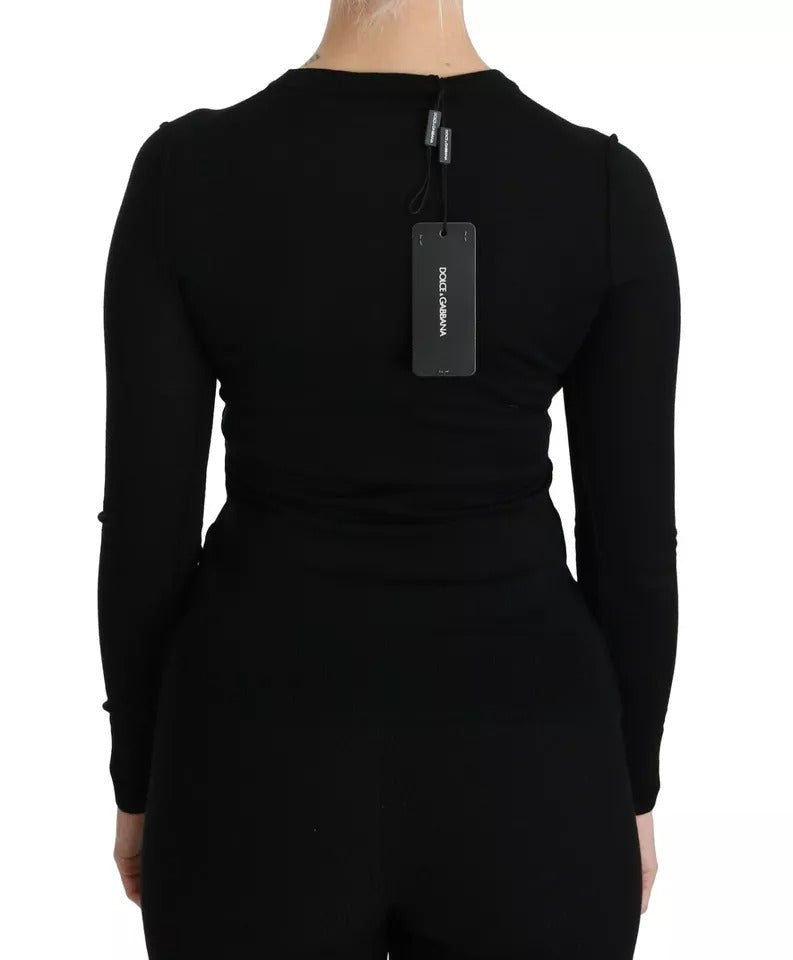 Dolce & Gabbana Black Virgin Wool Long Sleeve Top Blouse
