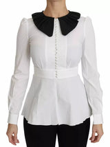 Dolce & Gabbana Black & White Decorative Buttons Shirt Blouse