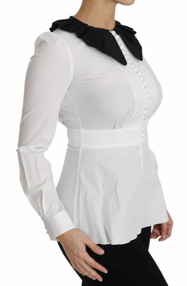 Dolce & Gabbana Black & White Decorative Buttons Shirt Blouse