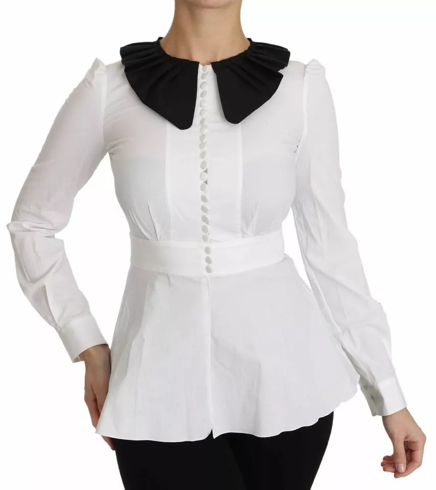 Dolce & Gabbana Black & White Decorative Buttons Shirt Blouse