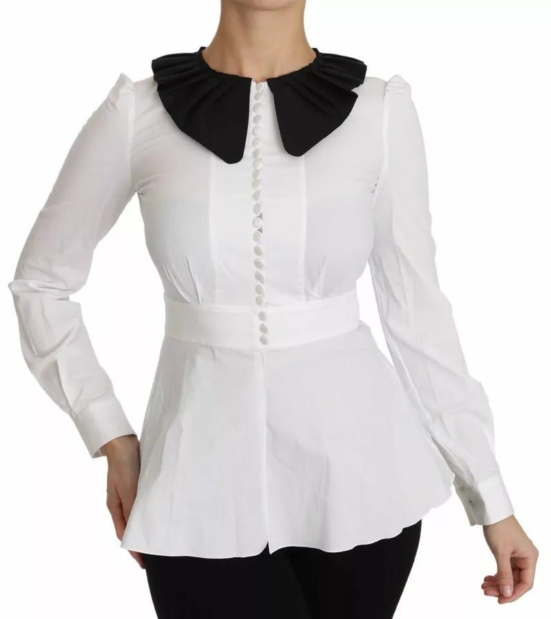 Dolce & Gabbana Black & White Decorative Buttons Shirt Blouse