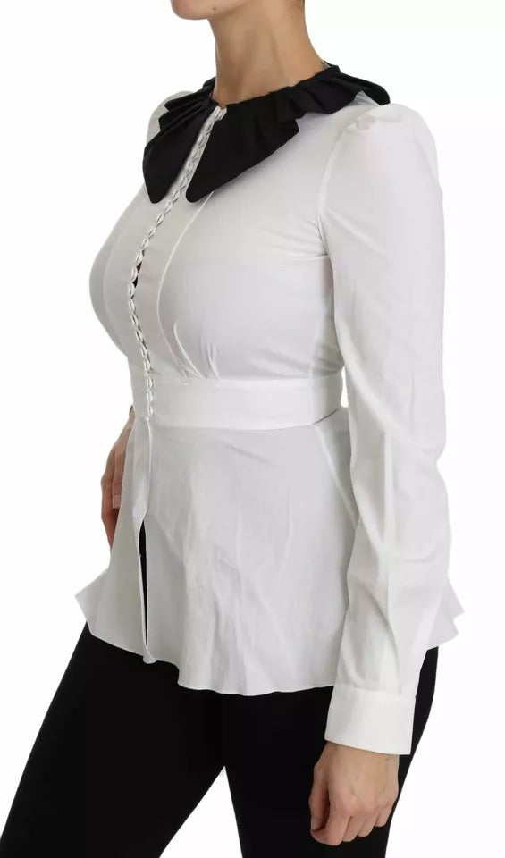 Dolce & Gabbana Black & White Decorative Buttons Shirt Blouse