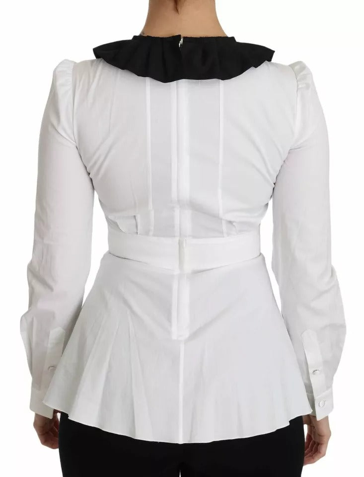 Dolce & Gabbana Black & White Decorative Buttons Shirt Blouse