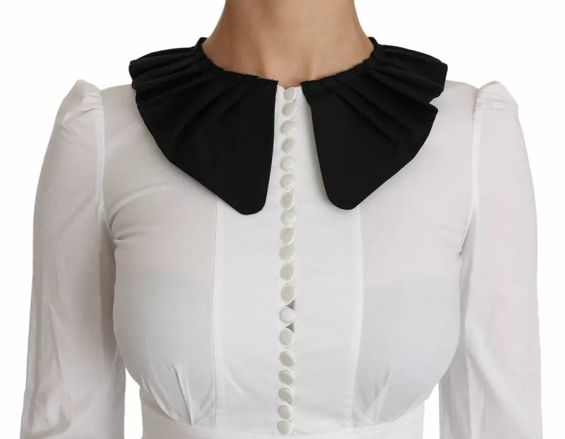 Dolce & Gabbana Black & White Decorative Buttons Shirt Blouse