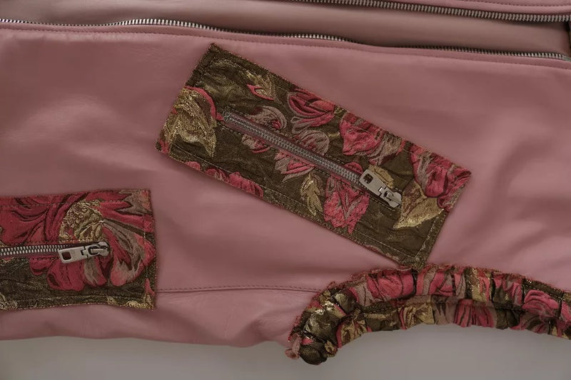 Dolce & Gabbana Pink Leather Sleeveless Vest Jacket